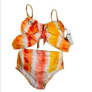 Sanctuary tie dye ruffle 2 piece bikini bathing suite size medium